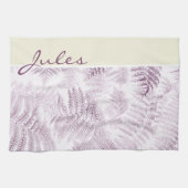 Lush Serene Pink Ferns auf Gelb Geschirrtuch (Horizontal)