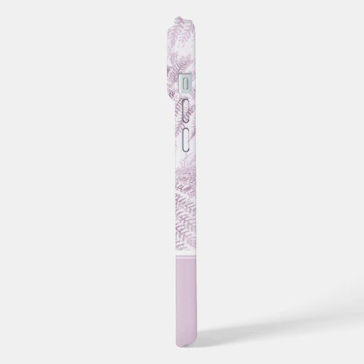 Lush Serene Pink Ferns Monogram Initials iPhone Hülle (Linke Seite)