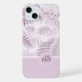 Lush Serene Pink Ferns Monogram Initials iPhone Hülle (Rückseite)