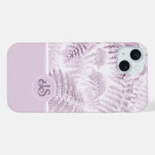 Lush Serene Pink Ferns Monogram Initials iPhone Hülle (Rückseite (Horizontal))