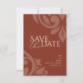 Lush Sienna Classic Damask Elegantes Foto Hochzeit Save The Date (Vorderseite)