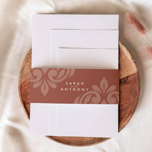 Lush Sienna Classic Hochzeit mit elegantem Skript Einladungsbanderole