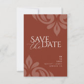 Lush Sienna Classic Script Damask Foto Hochzeit Save The Date (Vorderseite)