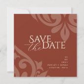 Lush Sienna Damask Elegantes klassisches Foto Hoch Save The Date (Vorderseite)