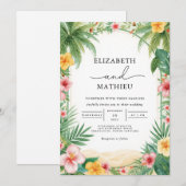 Lush Tropical Arch Bloom Wedding Einladung (Vorne/Hinten)