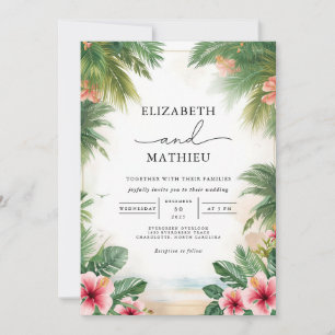Lush Tropical Archway Romance Wedding Einladung