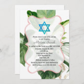 Lush Tropical Blätter Star von David Bat Mitzvah Einladung (Vorne/Hinten)