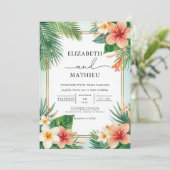Lush Tropical Bloom Arch Wedding Einladung (Stehend Vorderseite)