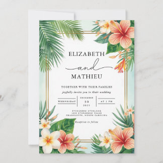 Lush Tropical Bloom Arch Wedding Einladung