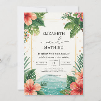 Lush Tropical Bloom Floral Wedding Einladung