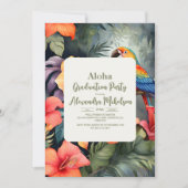 Lush Tropical Floral Graduation Party and Luau Einladung (Vorderseite)