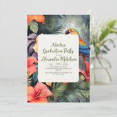 Lush Tropical Floral Graduation Party and Luau Einladung (Stehend Vorderseite)