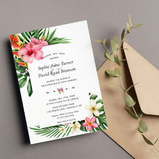 Lush Tropical Garden Blume Blühende Hochzeit Einladung