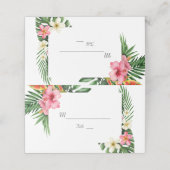 Lush Tropical Garden Blume Hochzeit Platzkarte (Außenseite Aufgefaltet)