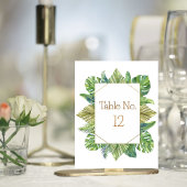Lush Tropical Green Blätter Hochzeit Tischnummer