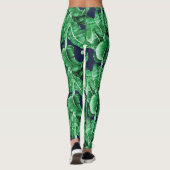 Lush Tropical Green Blätter Muster Leggings (Rückseite)