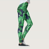 Lush Tropical Green Blätter Muster Leggings (Rechts)
