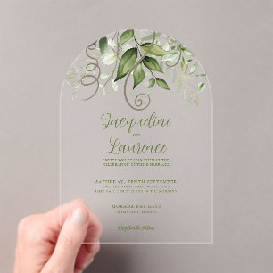 Lush Tropical Greenerenerity Wedding Arch Acryleinladungen