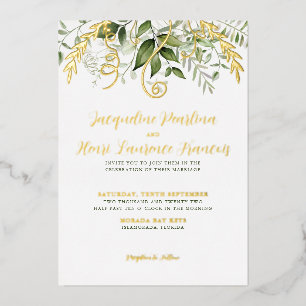 Lush Tropical Greenerenerity Wedding Folieneinladung