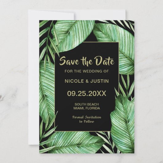 Lush Tropical Greenerenerity Wedding Save the Date (Vorderseite)