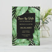Lush Tropical Greenerenerity Wedding Save the Date (Stehend Vorderseite)