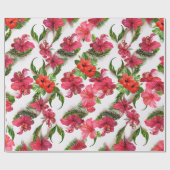 Lush Tropical Hawaiian Hibiskus Floral Botanicals Geschenkpapier (Flach)