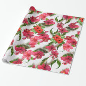 Lush Tropical Hawaiian Hibiskus Floral Botanicals Geschenkpapier (Ungerollt)