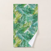Lush Tropical Island Green Palm Leaf Watercolor Badhandtuch Set (Handtuch)