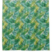 Lush Tropical Island Green Palm Leaf Watercolor Duschvorhang (Vorderseite)