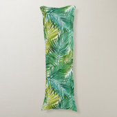 Lush Tropical Island Green Palm Leaf Watercolor Seitenschläferkissen (Vorderseite Vertikal)