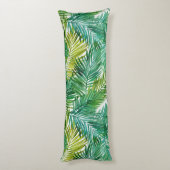 Lush Tropical Island Green Palm Leaf Watercolor Seitenschläferkissen (Rückseite (Vertikal))