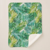 Lush Tropical Island Green Palm Leaf Watercolor Sherpadecke (Vorderseite)