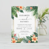 Lush Tropical Leaf Blüh Wedding Einladung (Stehend Vorderseite)