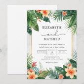 Lush Tropical Leaf Blüh Wedding Einladung (Vorne/Hinten)