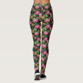 Lush Tropical Leaves Pink Exotic Flowers Botanical Leggings (Rückseite)