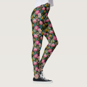 Lush Tropical Leaves Pink Exotic Flowers Botanical Leggings (Rechts)