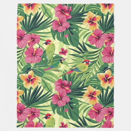 Lush Tropical Summer Florals Fleecedecke (Vorderseite)