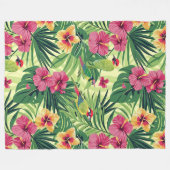Lush Tropical Summer Florals Fleecedecke (Vorderseite (Horizontal))