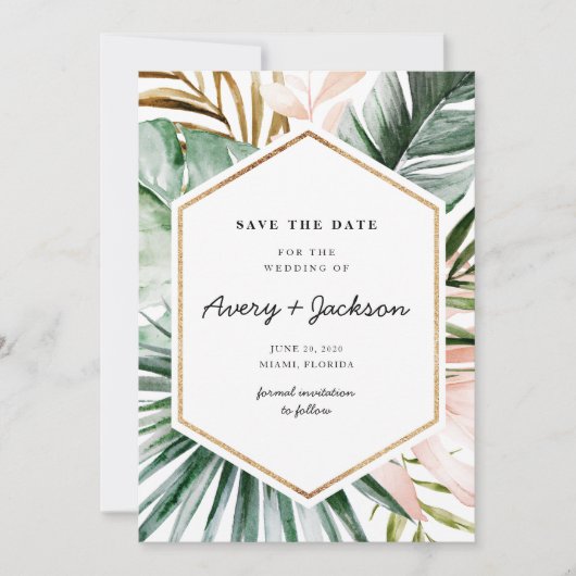 Lush Tropics Save the Date Einladung (Vorderseite)