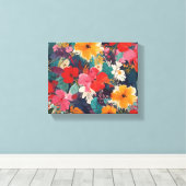 Lush und lebendiges Blumenmuster Leinwanddruck (Insitu (Holzboden))