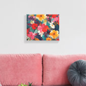 Lush und lebendiges Blumenmuster Leinwanddruck (Insitu (Wohnzimmer))