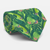 Lush Vibrant Tropical Leaf Monstera and Palm Krawatte (Gerollt)