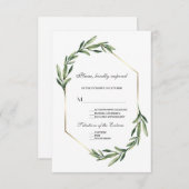 Lush Wasserfarbe Grüne Geometrische Hochzeit RSVP Karte (Vorne/Hinten)