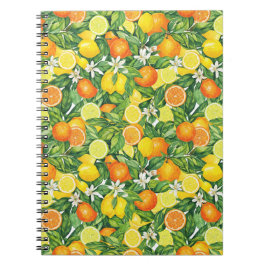 Lush Watercolor Citrus Fruit Spiral Photo Notebook Notizblock