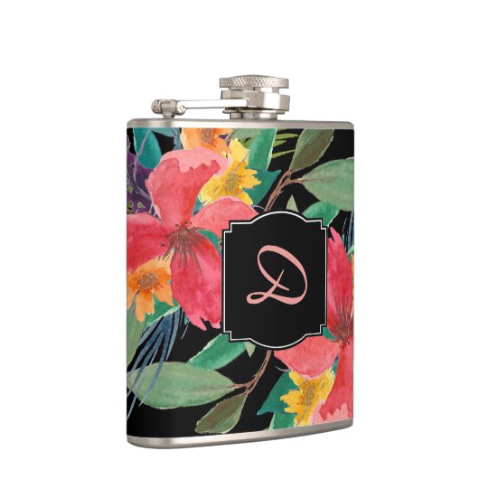 Lush Watercolor Floral Monogram Flachmann (Rechts)