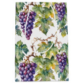 Lush Watercolor Purple Grape Vine Pattern Mittlere Geschenktüte (Vorderseite)