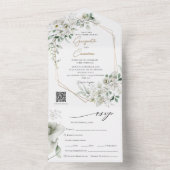 Lush White Blume QR-Code All In One Einladung (Innen Boden)