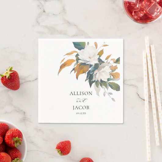 Lush White Floral Wedding Serviette (Beispiel)