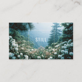 Lush White Hydrangea Flower Misty Mountain Forest Visitenkarte