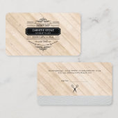 Lush White Leather Holz Trim Retro Label Barber Visitenkarte (Vorne/Hinten)